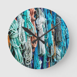 Schatten Aqua-der blauen Boots-Seile - Seedruck Runde Wanduhr