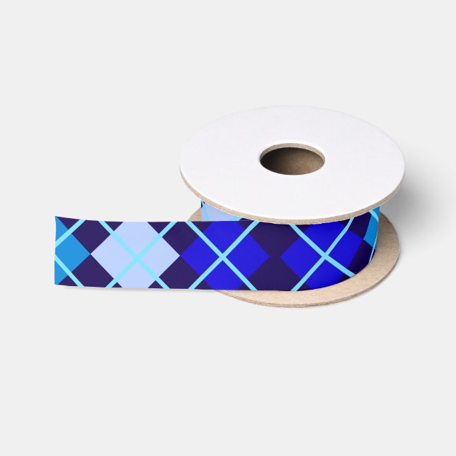 Schatten blauer Raute 1,5" weit Satin-Band Satinband (Spule)
