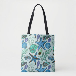 Schatten der blauen Seashells und des Tasche