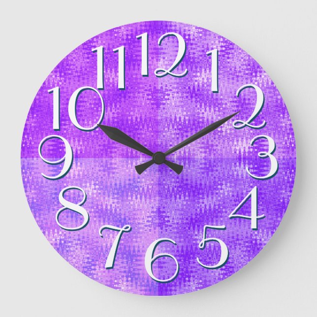 Schatten der lila Muster-eleganten Große Wanduhr (Vorderseite)