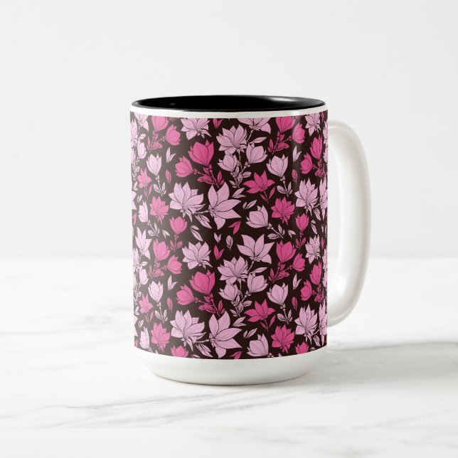 Schatten der rosa Magnolia Zweifarbige Tasse (VorderseiteRechts)