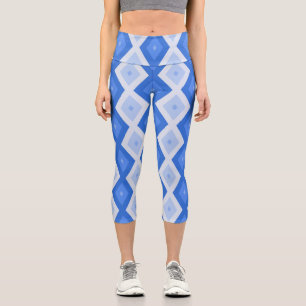 Schatten des blauen Rautenmusters Capri Leggings