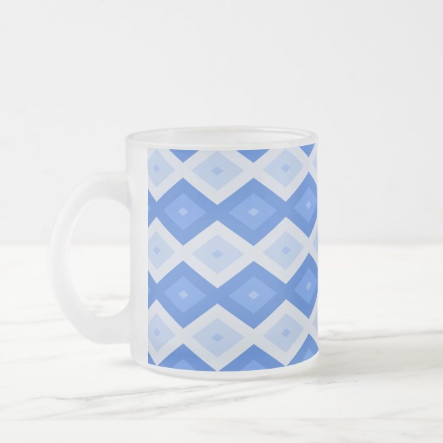 Schatten des blauen Rautenmusters Mattglastasse (Links)