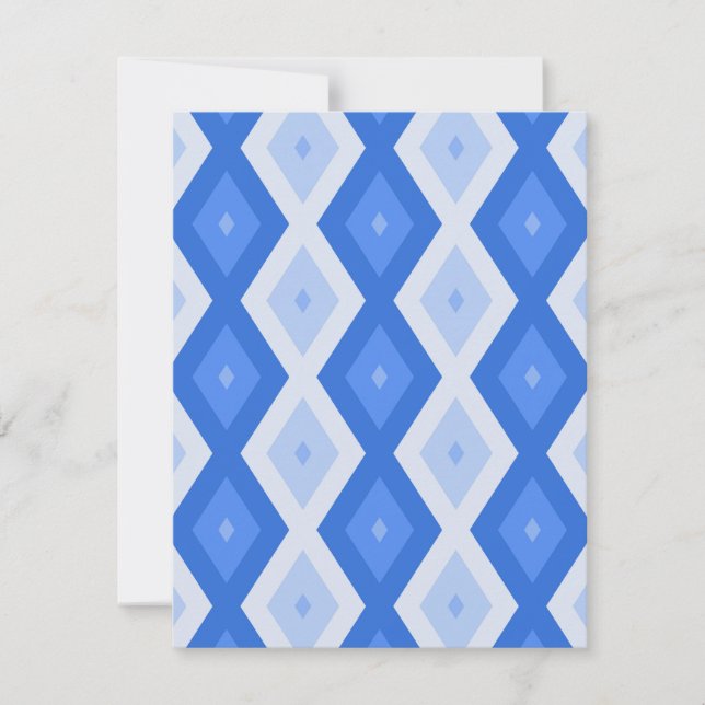 Schatten des blauen Rautenmusters RSVP Karte (Vorderseite)