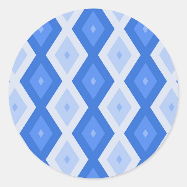 Schatten des blauen Rautenmusters Runder Aufkleber (Vorderseite)