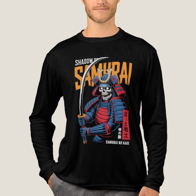 Schatten-Samurai-Skelettkrieger in blauer Rüstung  Tri-Blend Shirt (Vorderseite)