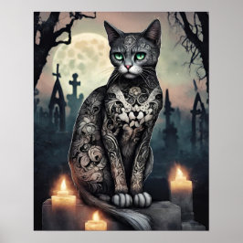 "Schatten" Schwarz, Tag des Toten Katzen-Posters Poster
