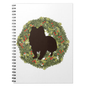 Schatten-Silhouette-Sheltie im Kranz Notizblock