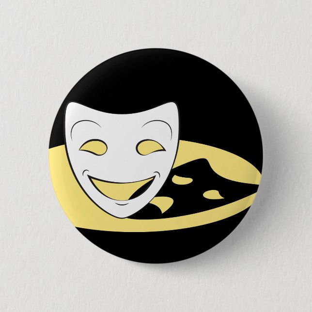 Schatten-Theater maskiert Knopf Button (Vorderseite)
