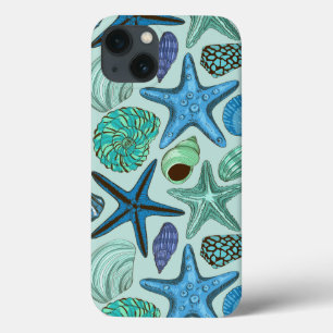Schatten von Blauen Muscheln und Sternen Case-Mate iPhone Hülle