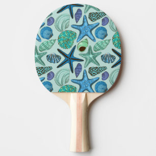 Schatten von Blauen Muscheln und Sternen Tischtennis Schläger