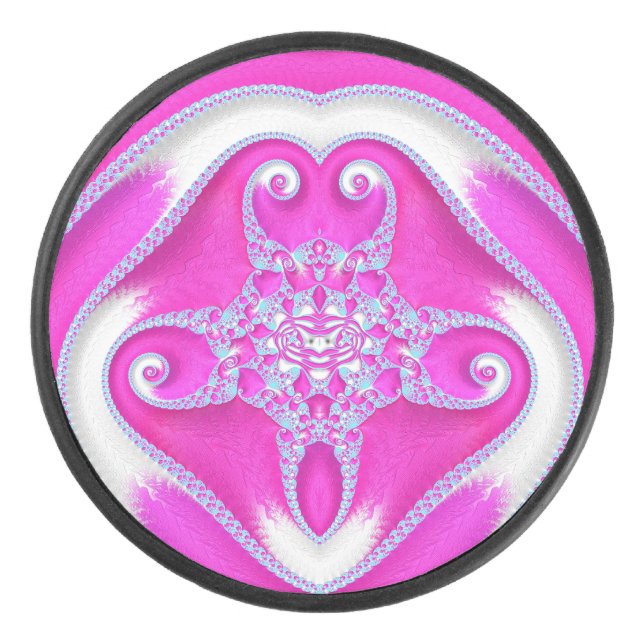 ~ Schatten von Hot Pink und White ~ Eishockey Puck (Vorderseite)