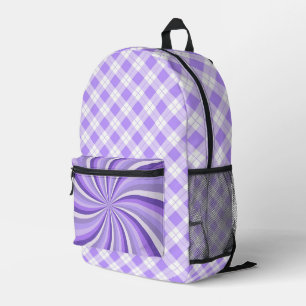 SCHATTEN VON LILA SONNENBURST UND KARIERTEM MUSTER BEDRUCKTER RUCKSACK