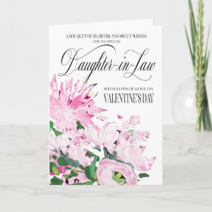 Schatten von Pink Bouquet Valentine Daughter-Schwi Karte
