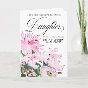 Schatten von Pink Floral Bouquet Valentine Tochter Karte