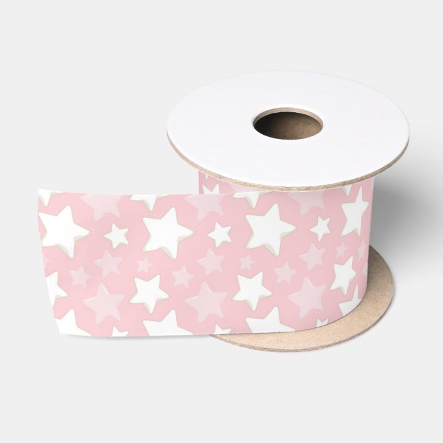 SCHATTEN VON PINK & WHITE STARS SATINBAND (Spule)