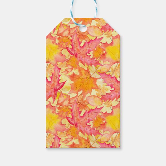 SCHATTEN VON PINKORANGE-GELBEN HERBSTLAUBEN GESCHENKANHÄNGER (Vorderseite)