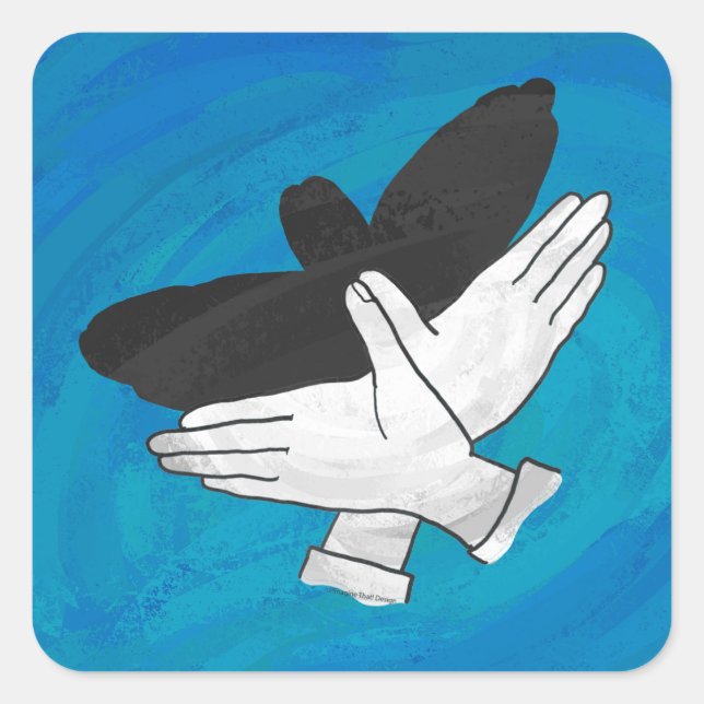 Schattenadler auf blau quadratischer aufkleber (Vorderseite)
