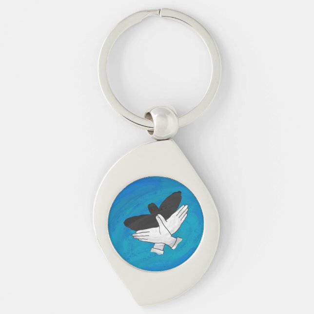 Schattenadler auf blau schlüsselanhänger (Vorderseite)