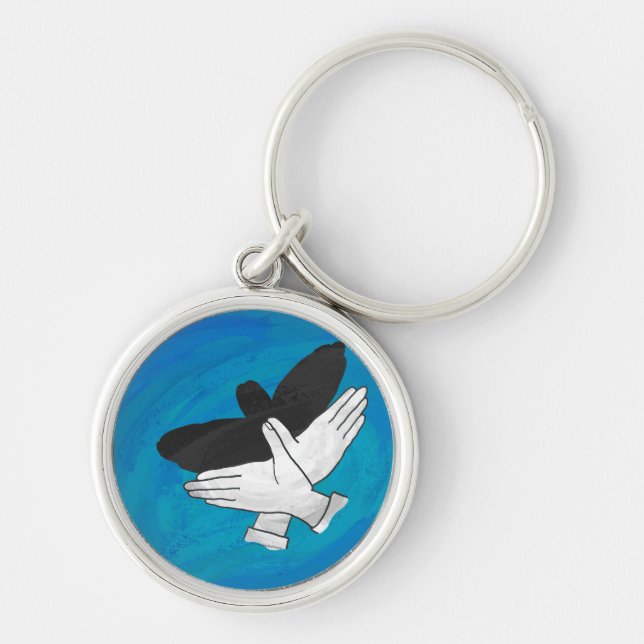 Schattenadler auf blau schlüsselanhänger (Vorne)