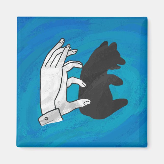 Schattenbärwürfel auf Blau Magnet (Vorne)
