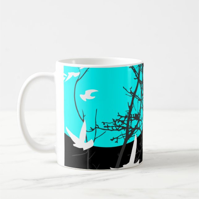 Schattenbild Vögel Kaffeetasse (Links)