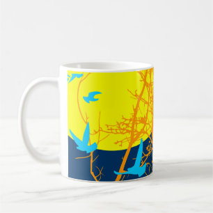 Schattenbild Vögel Kaffeetasse