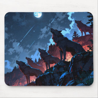 🌑 🔥 Schattenfang - Dunkle Wolf Pack Mousepad