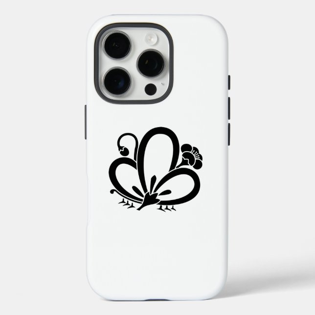 Schattenförmige Pflaumenblüte iPhone 16 Pro Hülle (Rückseite)