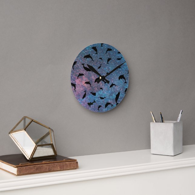 Schattenhai in der Galaxie des Gefälle Runde Wanduhr (Büro)