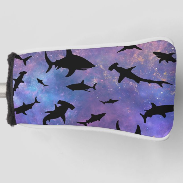 Schattenhai-Wal in Gradientengalaxie Golf Headcover (Vorderseite)