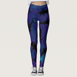 Schattenhai-Walgefälle farbige Galaxie Leggings