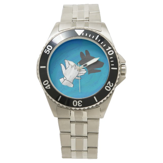 Schattenhund auf blau armbanduhr (Vorderseite)