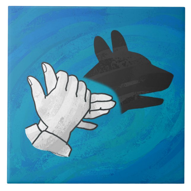 Schattenhund auf blau fliese (Vorderseite)