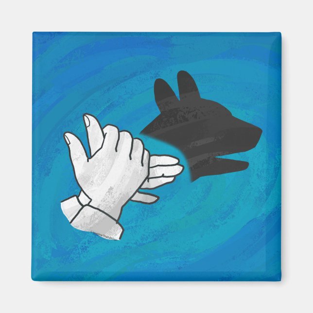 Schattenhund auf blau magnet (Vorne)