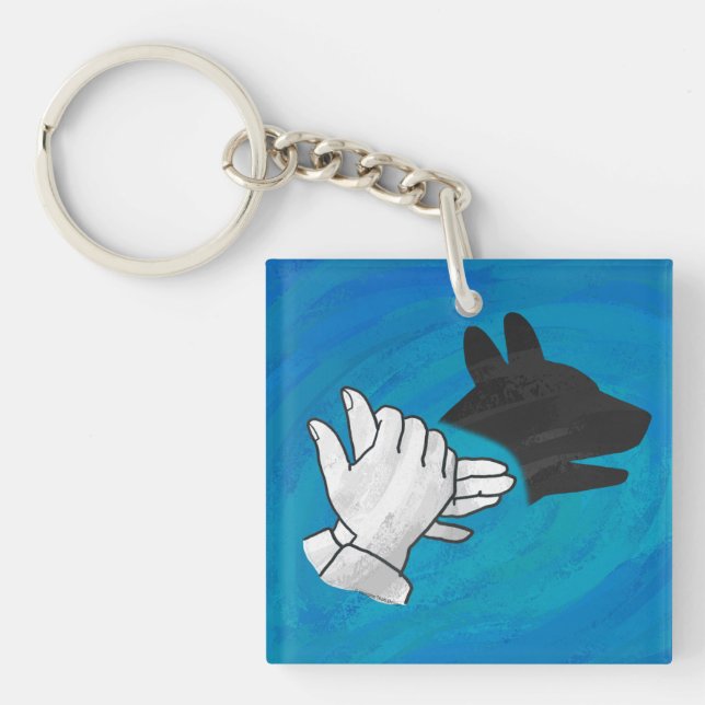 Schattenhund auf blau schlüsselanhänger (Vorderseite)