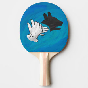 Schattenhund auf blau tischtennis schläger