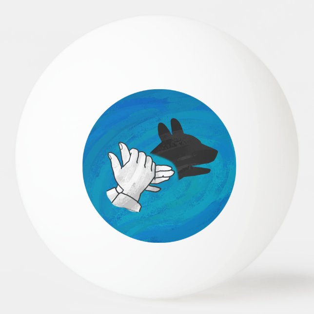 Schattenhund auf blau tischtennisball (Rückseite)