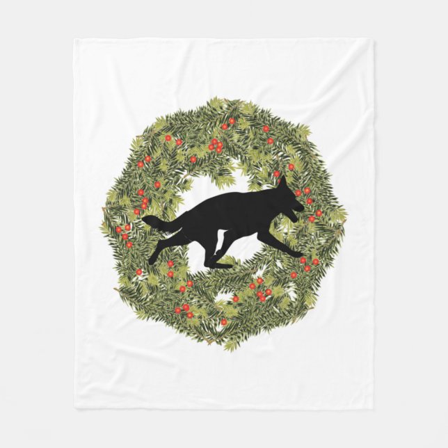 Schattenhund Silhouette Fleecedecke (Vorderseite)