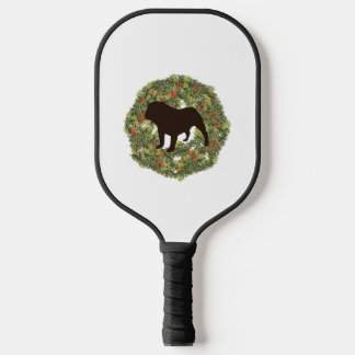 Schattenhund-Silhouette in einem Kranz Pickleball Schläger