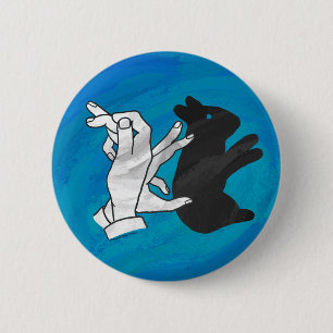 Schattenkaninchen auf Blau Button