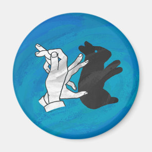Schattenkaninchen auf Blau Magnet