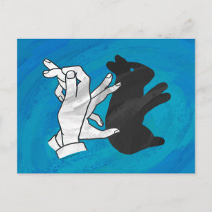 Schattenkaninchen auf Blau Postkarte