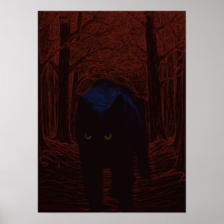 Schattenkatze und Roter Wald Poster