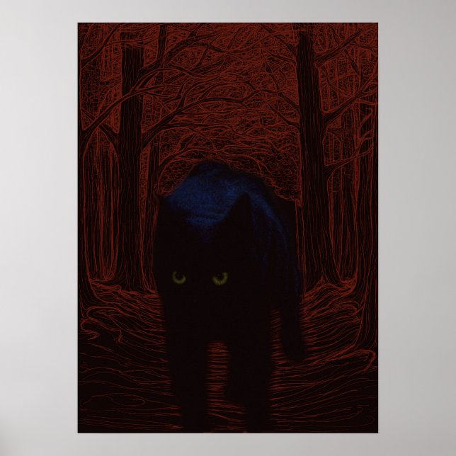 Schattenkatze und Roter Wald Poster (Vorne)