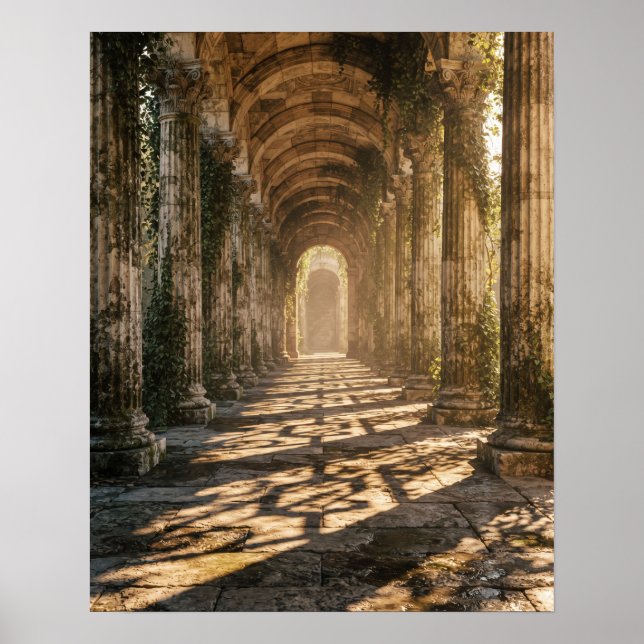 Schattenkolonnade Steinmuster  Poster (Vorne)