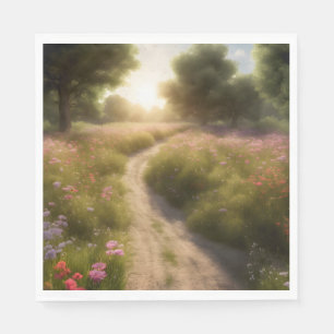 Schattenpfad auf der Wiese der Wildblume Serviette