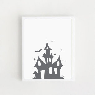 Schattenriss Halloween-Hausposter Poster