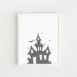 Schattenriss Halloween-Hausposter Poster