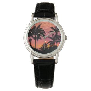 Schattenrisse von Palmen, Hawaii Armbanduhr